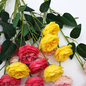 Bouquet de fleurs en soie Xinchengzhi, roses Austin simulées, 6 têtes, décoration de mariage - Product Image 2