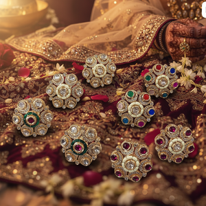 Boucles d'oreilles Kundan et perles plaquées or exquises bijoux fins parfaits pour les looks de mariage, de fête et d'usure ethnique - Product Image 3