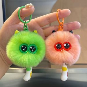 Lindo Llavero de Peluche Portátil con Pompón de Piel Sintética de Conejo (Imitación Nutria), Suave y Ecológico, para Coche, Colgante para Bolso de Mujer - Product Image 3