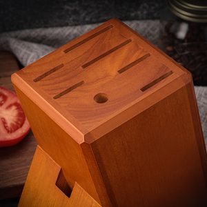 Bloc de couteaux de rangement en bois de qualité supérieure moderne 8 trous porte-<span class=keywords><strong>couteau</strong></span> en bois de caoutchouc ensembles de couteaux de cuisine Base - Product Image 5