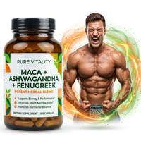 Complément Alimentaire Bio Maca Ashwagandha Fenugrec 1500mg pour Énergie, Endurance et Soulagement du Stress – Vente en Gros Usine OEM Marque Privée pour Adultes