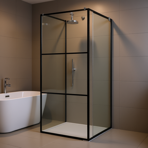 Mampara de Ducha con Puertas de Vidrio ESG Transparente de 35.4x76.8 Pulgadas, Marco Negro, Diseño Minimalista, Forma Rectangular - Product Image 2