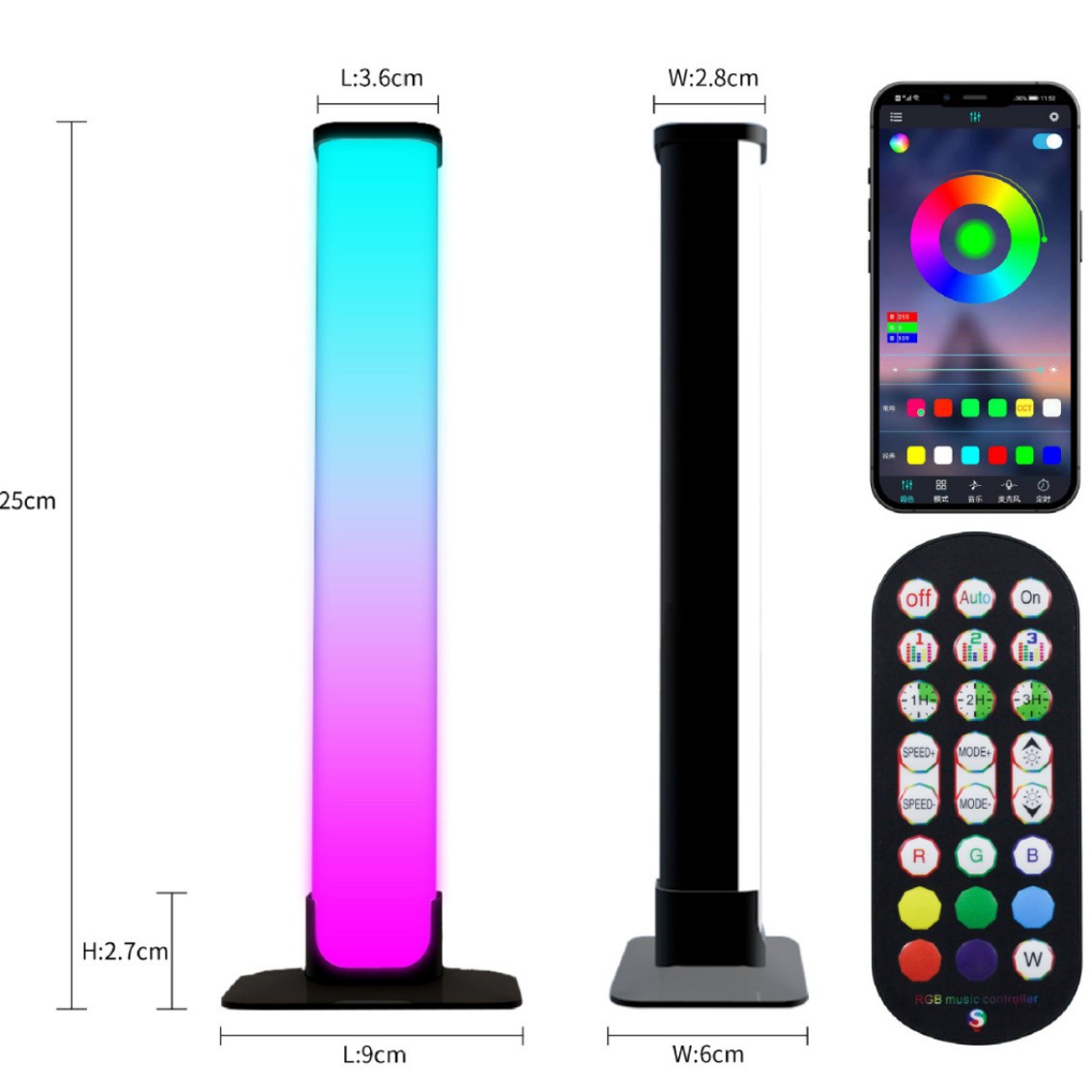 Black 24 - key Bluetooth colorful one - to - one