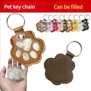 Memorial Pet Hair Keychain Paw-Shaped PU Leather Keepsake Pendant for Dog <b>Cat</b> Fur <b>Gift</b> for Pet Owners - Product Image 2