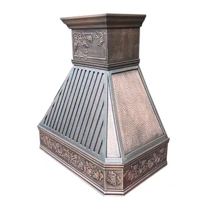 custom hand crafted hand hammered antique copper kitchen chimney range hood canopy hood