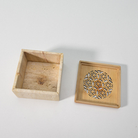 Boîte Bakhoor en pierre naturelle de luxe avec couvercle Mubkhar Bukhoor support Yoga méditation travertin carré brûleur d'encens