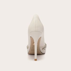 Elegant Nude Custom Microfiber Mary Jane Pumps with Super.<b>Pointed</b> Head Thin Heels Rhinestone Decoration Slip-On Closure - Product Image 2