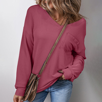 Liquidation de stock – Pulls décontractés pour femme, col rond, coupe ample, en polyester tissé respirant, 300g, couleur unie