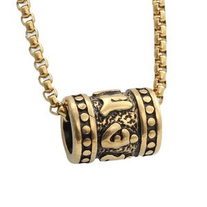 Collier pour homme en acier inoxydable avec pendentif rond à lettres, design géométrique rétro punk, style européen et américain - Product Image 4