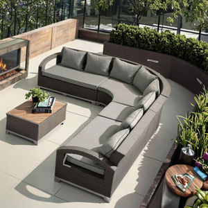 طقم أثاث للحديقة مكون من 10 مقاعد كبيرة جدًا على شكل حرف L أريكة حديثة من الخوص المقاوم للماء من البولي - Product Image 3