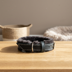Collar de Perro de Cuero Genuino Hecho a Mano de Calidad Superior, Ecológico y a la Moda, con Diseño de Acolchado de Visón para Razas Medianas, Limpieza en Seco - Product Image 2