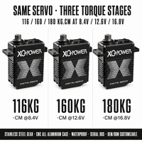 Moteurs servo 180 kg en vente directe d'usine XQ-POWER XQ-S9150D 4S LiPo 16,8 V sans balais avec engrenages en acier inoxydable étanches pour bras robotisé