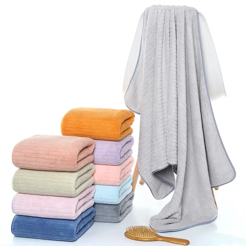 Strip Plain Gift Navy Blue Bath Towels Hotel In Bulk Large Heavy Towel Bath 70x140 Hotel Customised