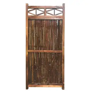 Customizable Bamboo Outdoor Fencing With Outside Slat Carbonized Bamboo Wooden Frame Door