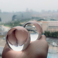 Sphère en cristal acrylique transparent de 65mm avec support en bois Boule de cristal de guérison pour la méditation, la décoration de la maison Différentes tailles
