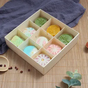 Japanese Wooden Muffin Mousse Pastry Macaron Buns Cookies Cupcake Mooncake Dessert Chocolate Packaging Gift Box with Partition