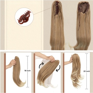 <span class=keywords><strong>Extensiones</strong></span> de Cabello Sintético Largas y Elegantes con Clip, Cola de Caballo para Uso Diario, Postizo de Cabello Lacio y Sedoso, Cola de Caballo Rubia - Product Image 2