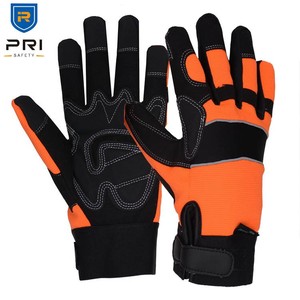 Guantes de Trabajo de Seguridad Transpirables de Tamaño Completo PRI, Nudillos de Neopreno, Cintas Reflectantes, Bajo MOQ, Guantes de Trabajo Mecánicos - Product Image 1