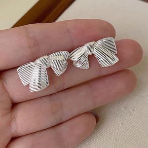 Sterling Silver S925 <b>Bow</b> Stud Earrings For Women <b>Gift</b> Jewelry Silver Color Elegant Fashion Accessory - Product Image 1