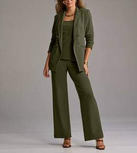 Blazer de Mujer Tipo Boyfriend, Cierre de un Botón, Tejido Sólido con Bordado, Antiarrugas - Product Image 3