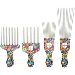 Peigne à dents en métal acier inoxydable Outils de salon Pick Man <span class=keywords><strong>Afro</strong></span> <span class=keywords><strong>Barber</strong></span> Oil Hair Syling Pick Comb - Product Image 1
