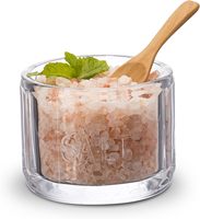 Salière moderne en verre avec couvercle, en verre pressé gaufré, transparente, de qualité alimentaire, pour sucre, épices, bonbons, compatible lave-vaisselle