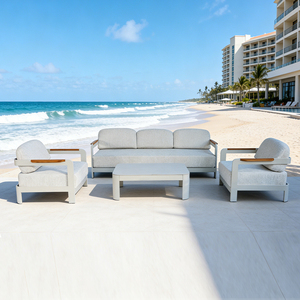 Set di Mobili da Giardino Commerciali per Tutte le Stagioni, Set <span class=keywords><strong>Divano</strong></span> da Giardino Impermeabile di Colore Bianco - Product Image 3