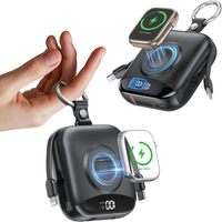 Batería Externa Portátil de 10000mAh con Carga Rápida de 22.5W, 2 Cables Integrados, Carga 5 Dispositivos, Pantalla LED, USB-C, USB-A, Diseño de Llavero