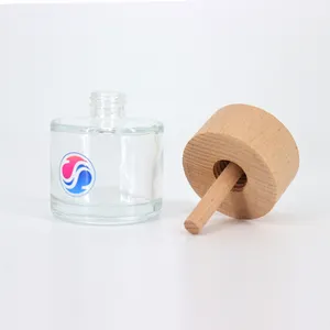 50ml ahşap kapak cam aromaterapi difüzör şişe ahşap koku çubukları uçucu büyük doğal Rattan difüzör şişesi