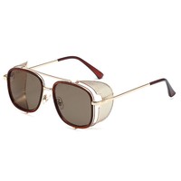 Nouvelles lunettes de soleil polarisées UV400 de haute qualité, style steampunk vintage, monture carrée colorée, verres PC, dorées, unisexes