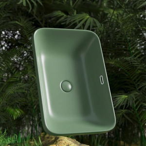 Vasque carrée en céramique de style américain, <span class=keywords><strong>vert</strong></span> foncé mat, à poser sur comptoir, à un seul trou, pour salle de bain - Product Image 2