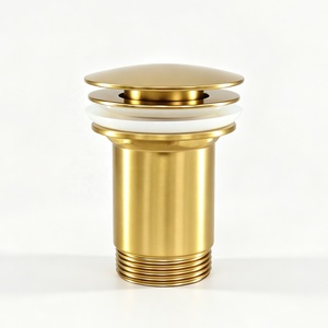 Robinet de vidange escamotable de luxe en acier inoxydable SUS304 doré brossé PVD, avec sortie à fente anti-traces de doigts et trop-plein - Product Image 2
