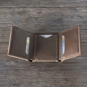 Compact Men's Real Leather Trifold Wallet Custom Logo RFID Blocking Slim Credit <b>Card</b> <b>ID</b> <b>Holder</b> Purse Supplier NTW-0078 - Product Image 1