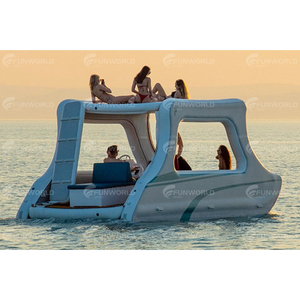 <b>Large</b> Size 4-8 Persons Stable PVC <b>Inflatable</b> Sport Catamaran Pontoon Boat with Anti-slip Floor for Fishing - Product Image 3