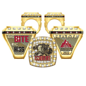 Bagues de championnat de sport en métal émaillé et doré avec logo personnalisé personnalisé - Product Image 1