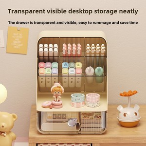 Single-Tier Máy tính để bàn hộp lưu trữ ngăn kéo nghiêng tổ chức kệ cho phòng khách tiêm đúc nhựa mỹ phẩm trang điểm phong cách - Product Image 3