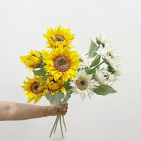 Tournesols artificiels à tige unique en gros, arrangements floraux de haute qualité, accessoires décoratifs pour salon et table à manger