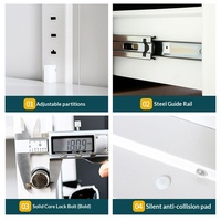 Coffre-fort de bureau commercial ignifuge et antivol en acier avec serrure électronique à code, 2 tiroirs, pour archivage de données