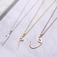 Collier en acier inoxydable avec initiales en forme de chiffres, écriture arabe, nom, Alphabet personnalisé, cadeau pour elle musulmane, islamique, Allah
