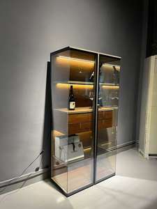 Gabinetes de almacenamiento de acero inoxidable de lujo, gabinetes de <span class=keywords><strong>vino</strong></span> de vidrio templado en la sala de estar y estantes de <span class=keywords><strong>vino</strong></span> en la sala de exposiciones - Product Image 2