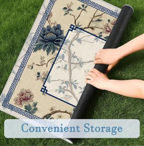 Tapis de Mahjong Floral Vintage 31,5x31,5 Antidérapant et Réducteur de Bruit pour Jeux de <span class=keywords><strong>Dominos</strong></span>, Poker, Cartes et Tuiles - Product Image 4
