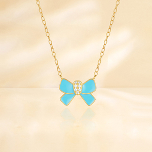 Collar con Colgante de Mariposa en Esmalte Azul Turquesa y Circonita Cúbica, Plata de Ley 925, Joyería para Mujer, Regalo, Venta al Por Mayor, CANNER - Product Image 3