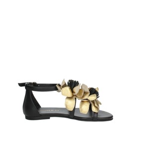 Sandali gladiatore basso F3424 stile coreano nero/oro con motivo a pois in vera pelle plvc imbottitura fodera in pelle EVA - Product Image 4