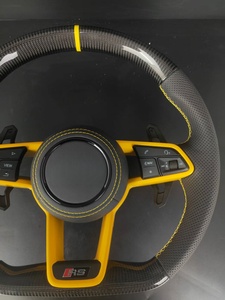 Volant en cuir et fibre de carbone RS avec accent de surpiqûre jaune pour Audi A3/A4/A5/A6L/Q3/Q5/Q7 – Amélioration pour voiture de sport - Product Image 6