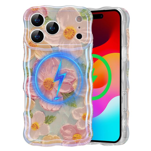 Imd Printing Oil Painting Flower Shockproof Magnetic Phone Case for iphone 17 16 15 Pro Max Full Magnetic Phone Case for iphone