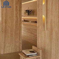 Décoration murale en travertin Dalles de trous de remplissage Villa haut de gamme Blanc romain de luxe personnalisé Moderne LX Gua Marbre de luxe