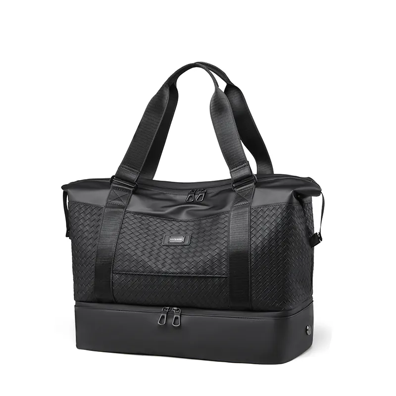 Водонепроницаемая черная кожаная женская складная дорожная сумка с отсеком для обуви, с логотипом на заказ