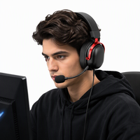 Headset Gaming Berkabel Over Ear dengan Mikrofon, Peredam Kebisingan Aktif, Driver Dinamis untuk PC, Konsol, dan Perjalanan