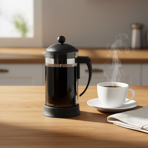 Cafetera Francesa de 8 Tazas, Vidrio Negro con Émbolo y Tapa de Acero Inoxidable - Product Image 3