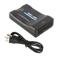 Adaptador Convertidor de Scart a HDMI 1080p, Adaptador de Audio y Video con Alimentación para HDTV, DVD, Decodificador, Plug and Play con Cable USB